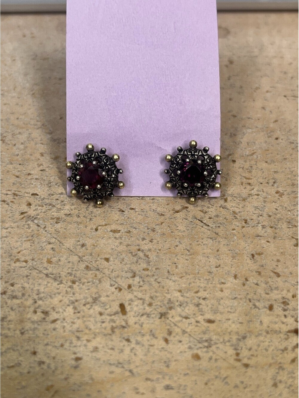 Barbara Bixby Sterling Silver 925 Rhodolite Garnet Stud Earrings Beautiful